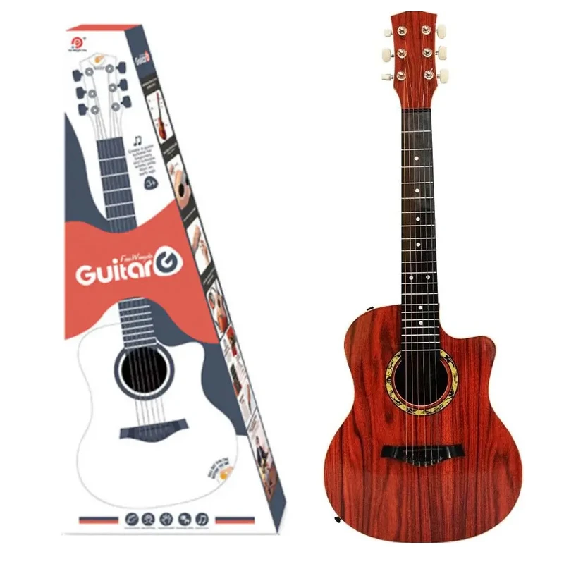 Wingda 6 Steel String Angle Guitar 81 cm Music Learning Guitar for Kids Age 3+ Maroon color